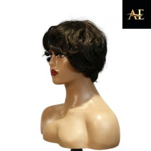 center wig machine made black wig remy hair tc16