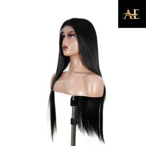 center wig natural black remy hair 6x7 lace closure straight human hair wig