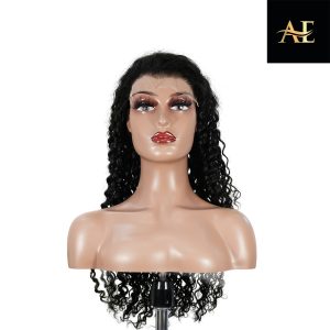 center wig natural black remy hair 6x7 lace closure deep wave human hair wig