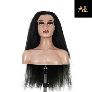 center wig natural black remy hair 6x7 lace closure yaki straight human hair wig