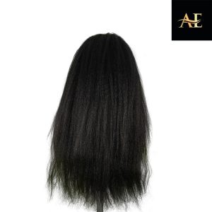 center wig natural black remy hair 6x7 lace closure yaki straight human hair wig