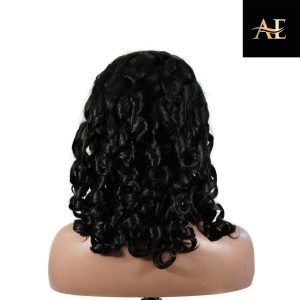 center wig natural black remy hair 5x5 lace closure bouncy curls human hair wig