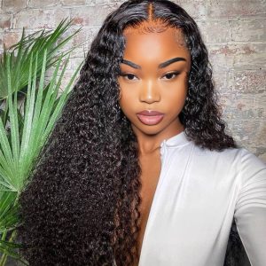 Home center wig 13x4 kinky curly lace front wig natural black remy hair